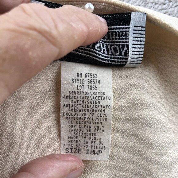 S.L. Fashions Womens Blazer Jacket Size 18WP Embroidered Floral Ivory Button Up - Picture 4 of 11